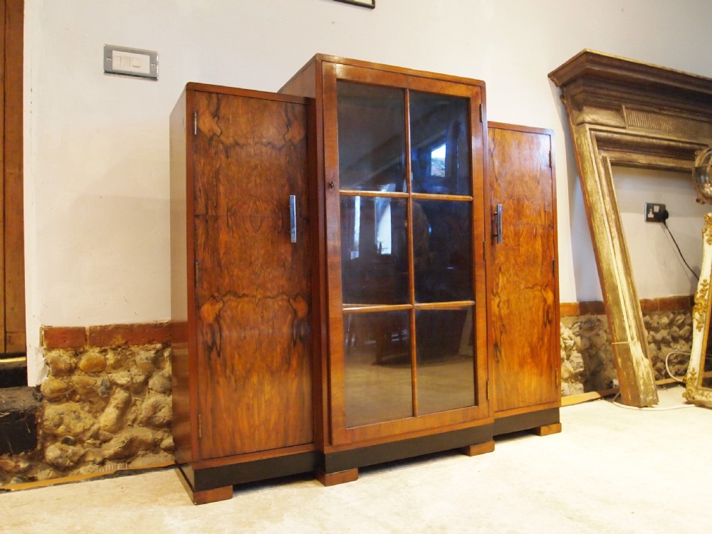 Bookcase or side cabinet Art Deco Burr Walnut c1920