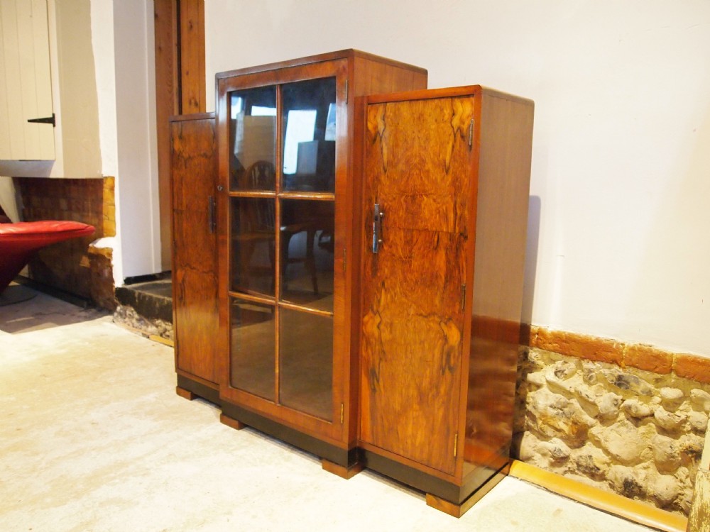 Bookcase or side cabinet Art Deco Burr Walnut c1920 View V