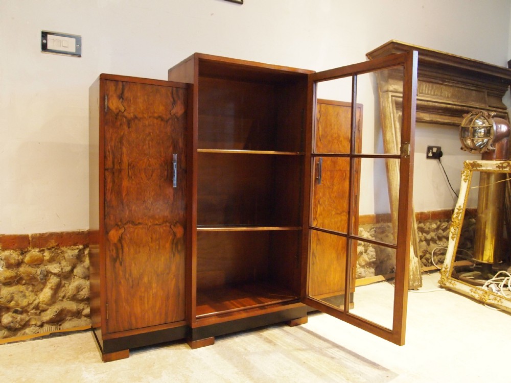 Bookcase or side cabinet Art Deco Burr Walnut c1920 View VI