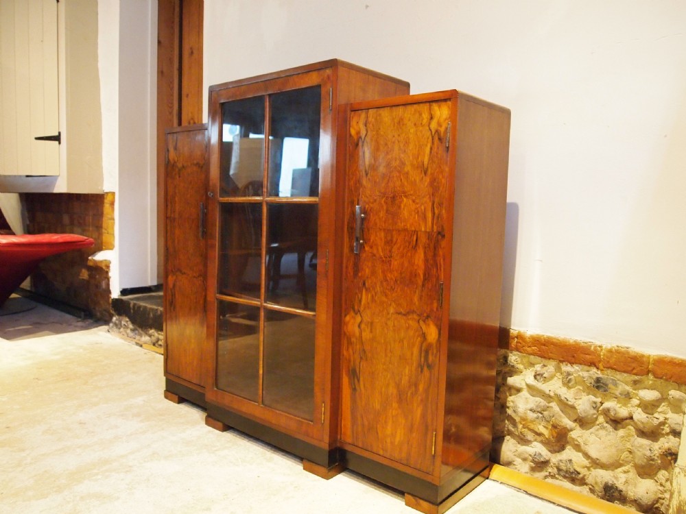 Bookcase or side cabinet Art Deco Burr Walnut c1920 View VIII