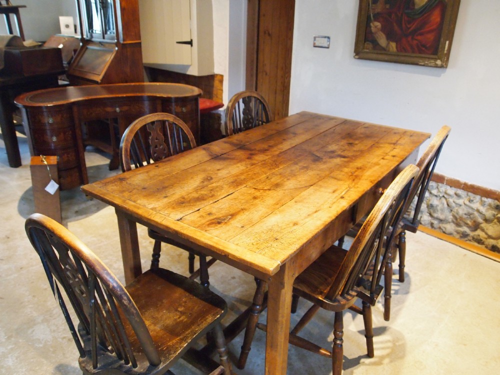 Table refectory Pear wood farmhouse dining French c1820 View X