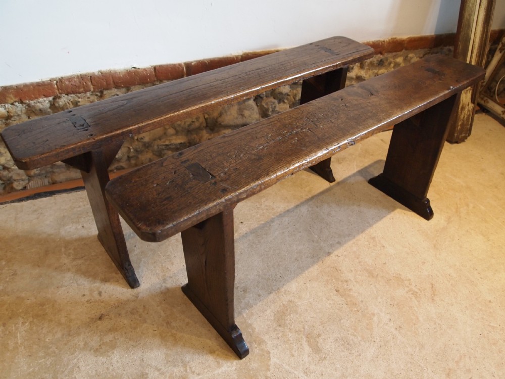 Benches rare pair of Oak George III tavern settles De La Pole Pub c1790