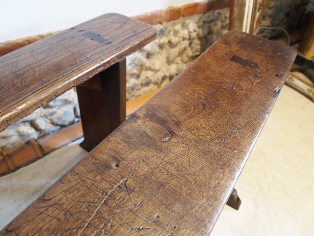 Benches rare pair of Oak George III tavern settles De La Pole Pub c1790 View VII