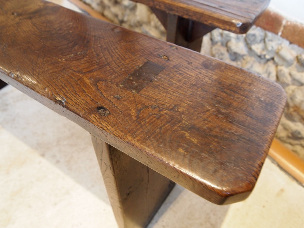 Benches rare pair of Oak George III tavern settles De La Pole Pub c1790 View VIII