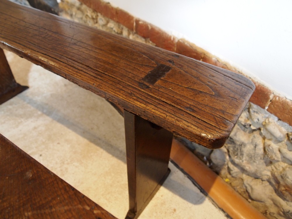 Benches rare pair of Oak George III tavern settles De La Pole Pub c1790 View IX