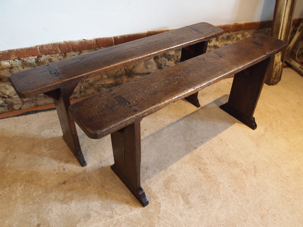 Benches rare pair of Oak George III tavern settles De La Pole Pub c1790 View XIV