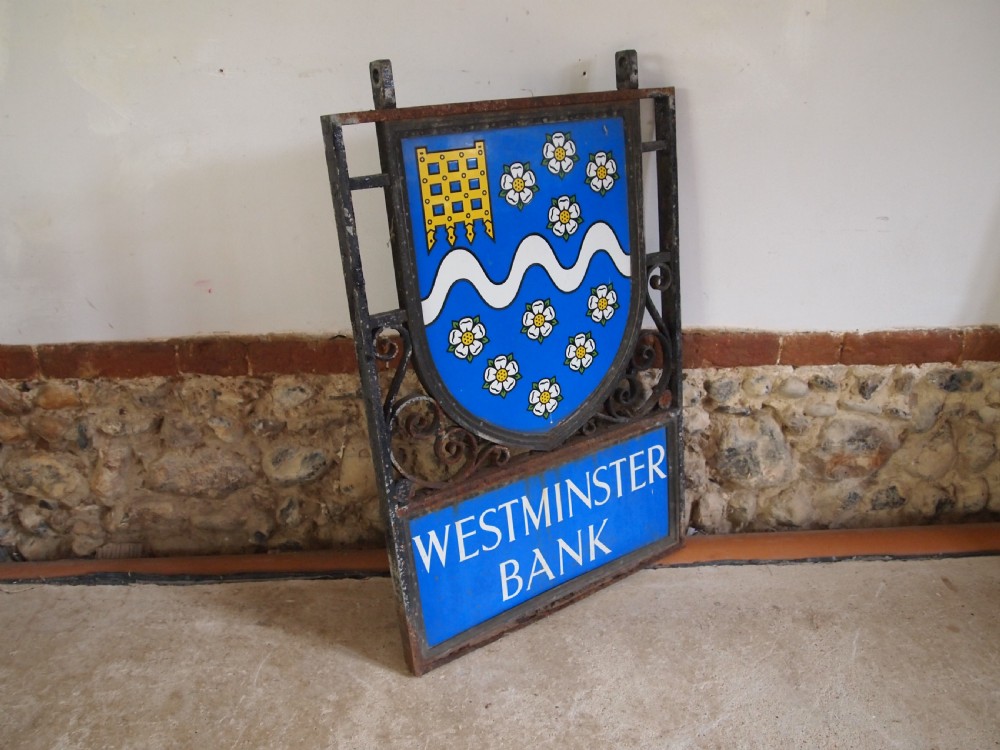 Sign enamel Westminster bank double sided c1923 View II