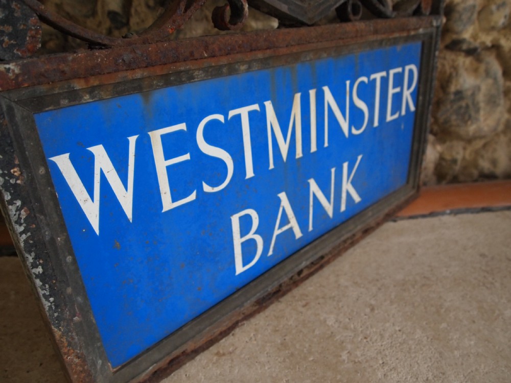 Sign enamel Westminster bank double sided c1923 View III