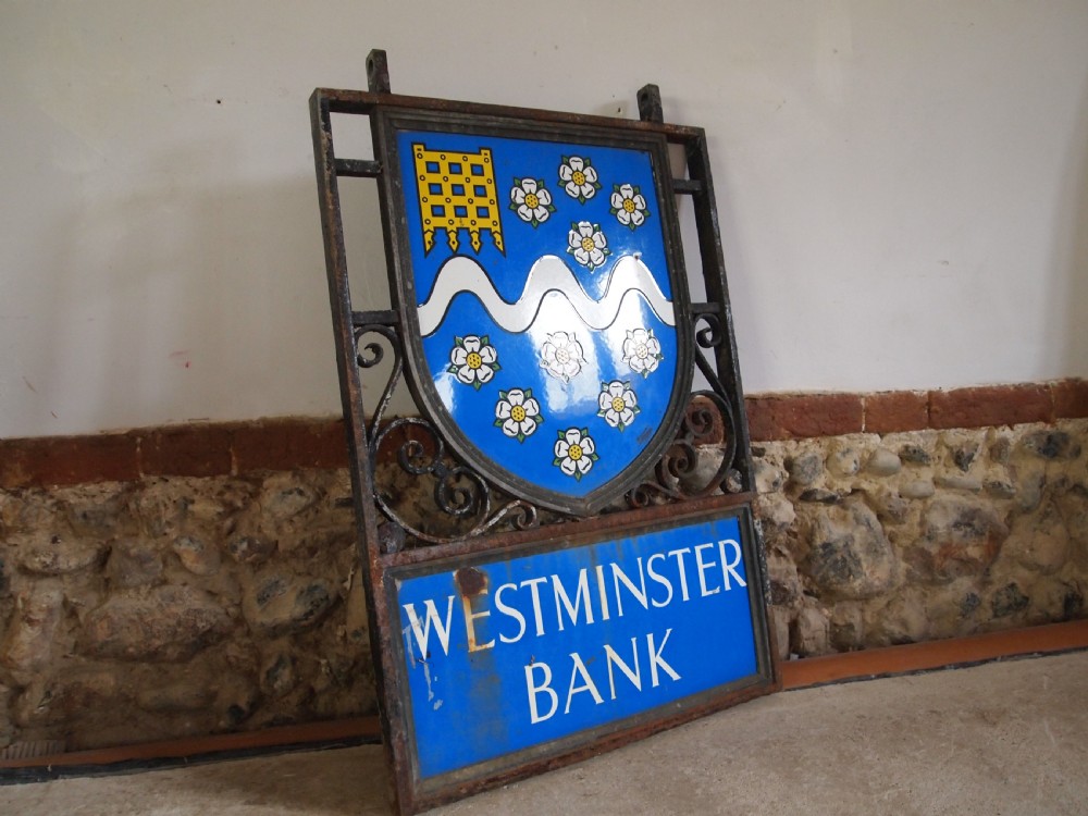 Sign enamel Westminster bank double sided c1923 View VI