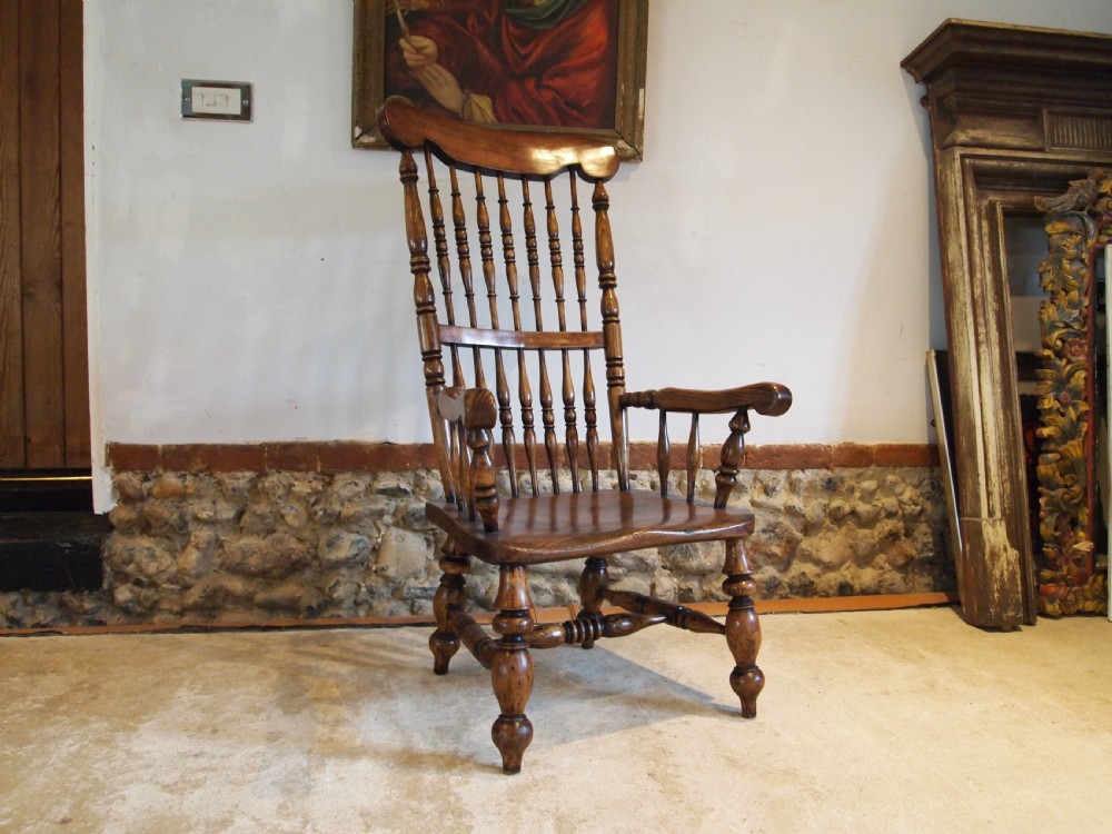 Chair Windsor rare low John Shadford Caistor fireside chair c1860 View V