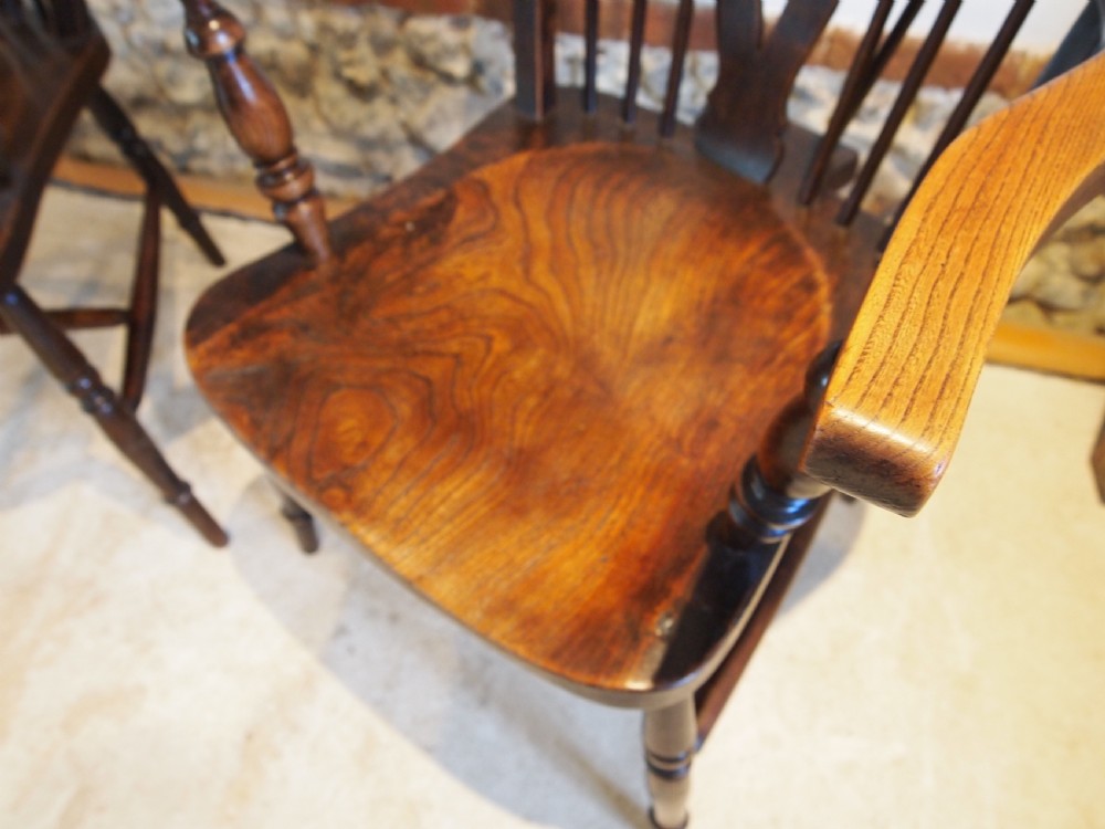 Chairs fine pair of Victorian Windsor wheelback carvers c1890 View V