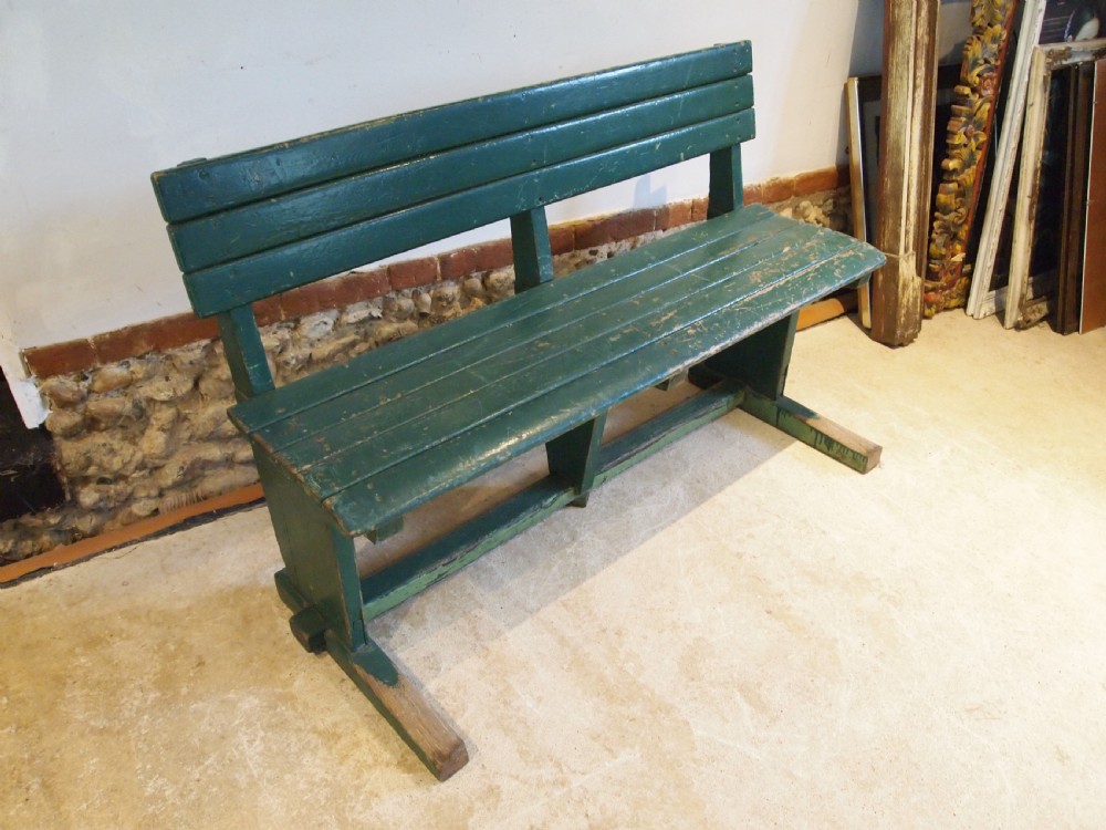 Bench Victorian Oak platform settle or seat c1890 View II