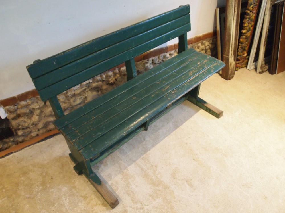 Bench Victorian Oak platform settle or seat c1890 View V