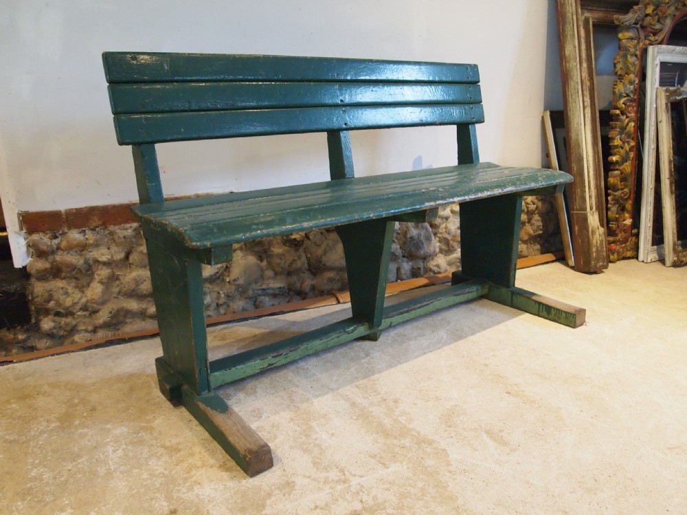 Bench Victorian Oak platform settle or seat c1890 View VIII