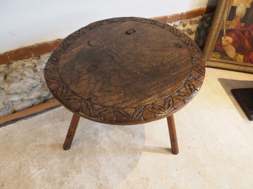 Table outstanding rare primitive naive cricket table c1770 View II
