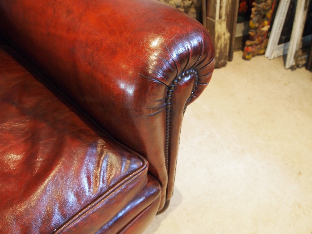 Chair very rare Heal and Son Ltd club armchair Chestnut leather c1920 View II