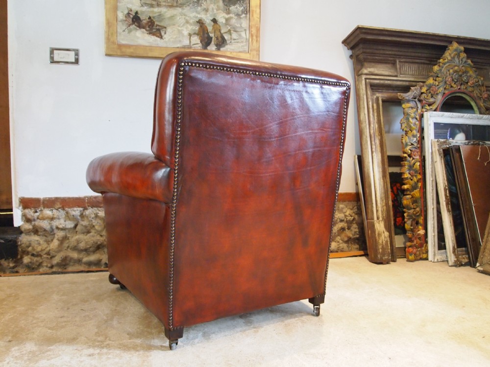 Chair very rare Heal and Son Ltd club armchair Chestnut leather c1920 View VII