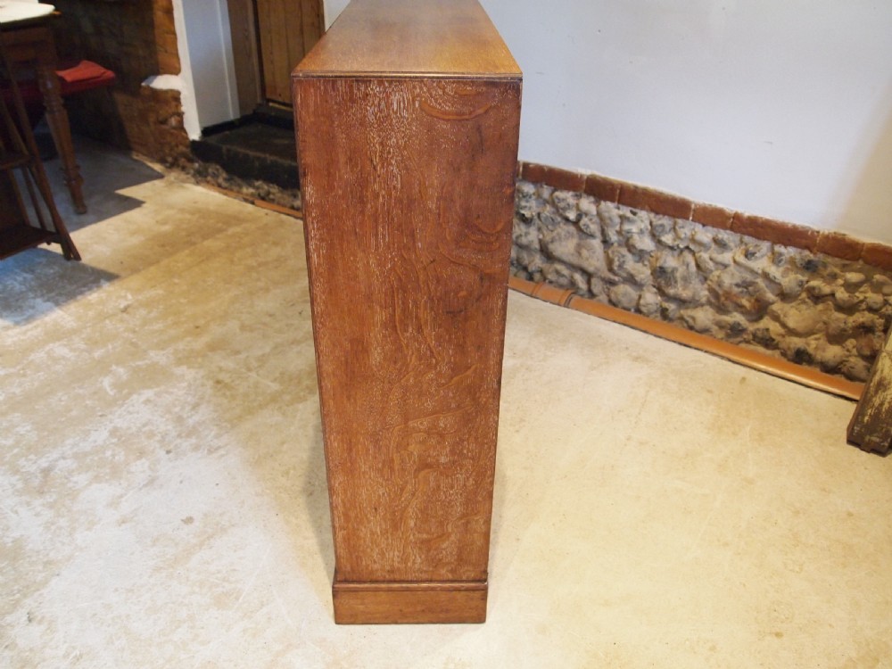 Bookcase quarter sawn Oak attri Heals c1900 View IX