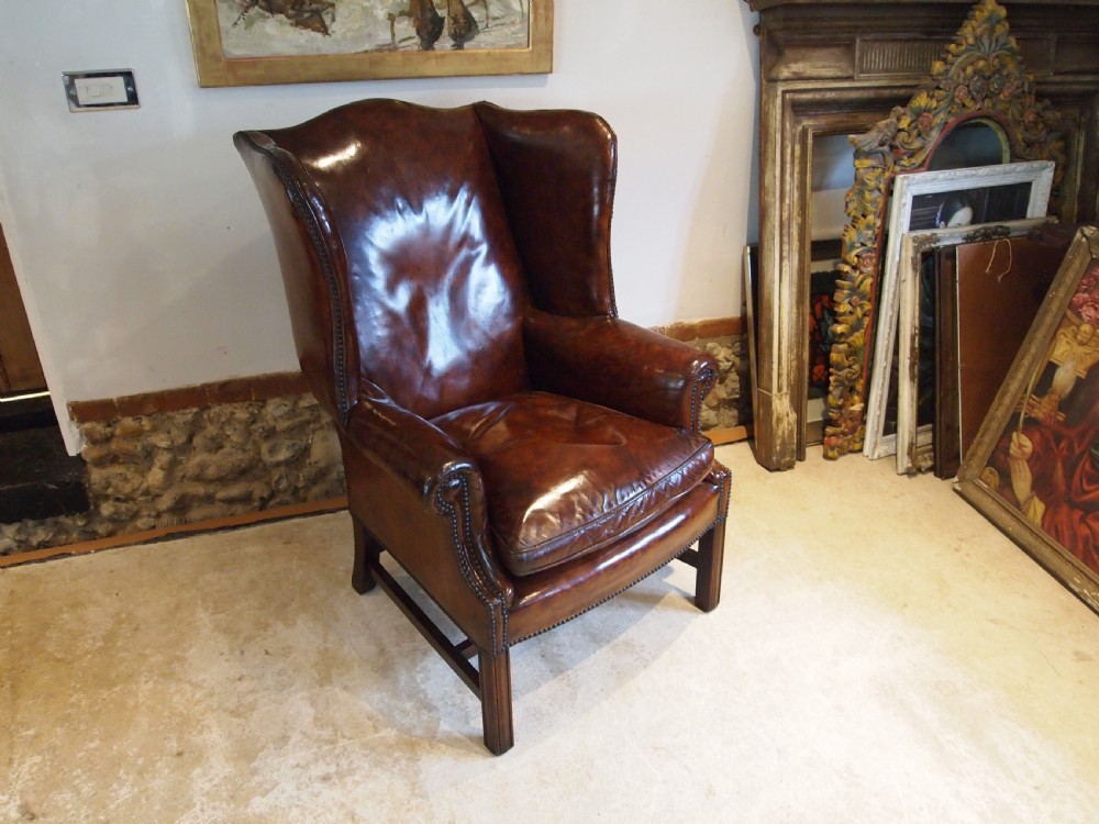 Chair stunning George III leather wing armchair c1790 View III