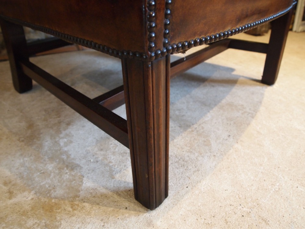 Chair stunning George III leather wing armchair c1790 View V