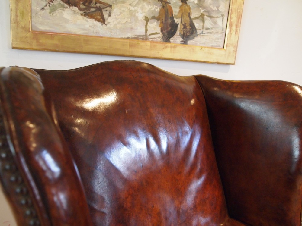 Chair stunning George III leather wing armchair c1790 View VII