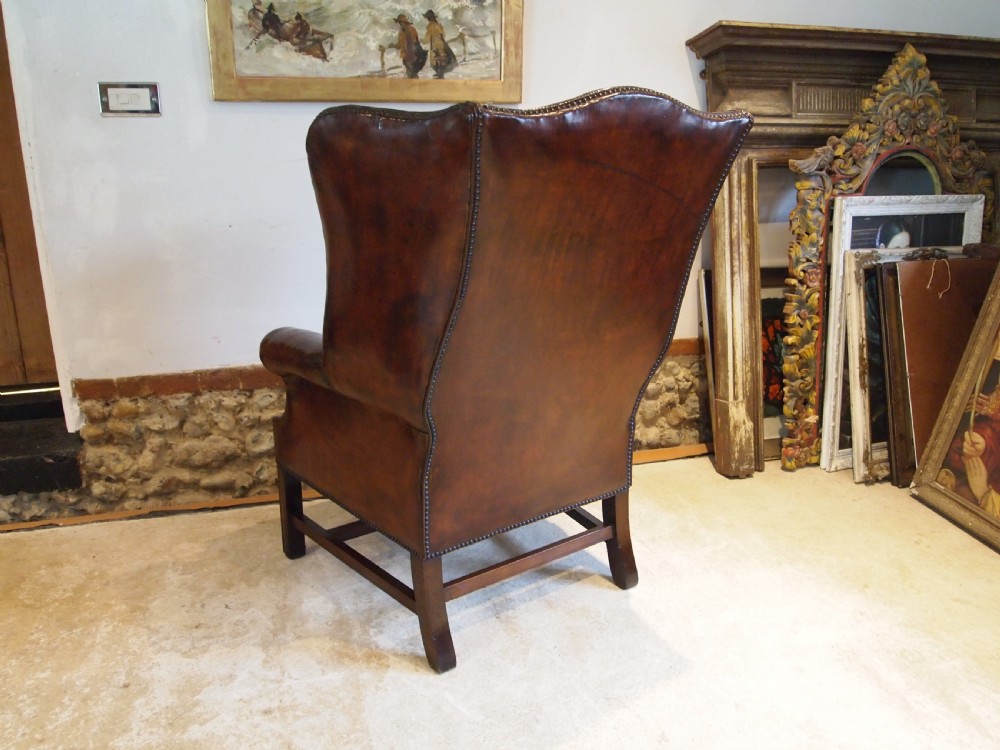 Chair stunning George III leather wing armchair c1790 View X