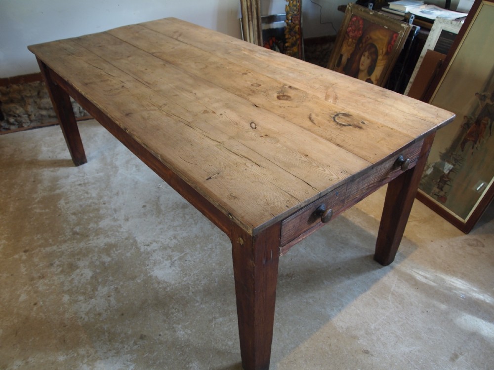 Table refectory dining kitchen Victorian Pine seats 8 c1870