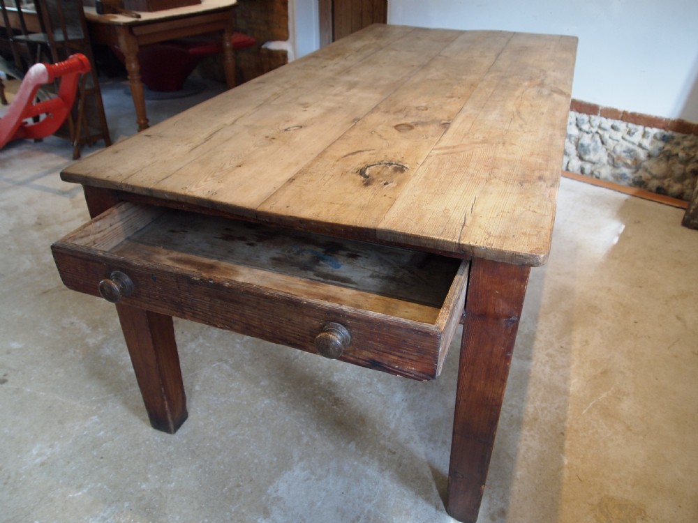 Table refectory dining kitchen Victorian Pine seats 8 c1870 View II