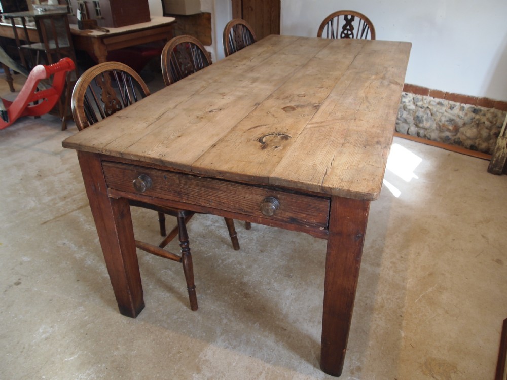 Table refectory dining kitchen Victorian Pine seats 8 c1870 View IV