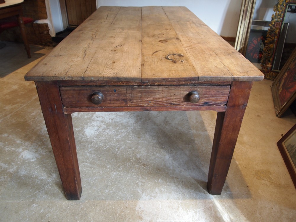 Table refectory dining kitchen Victorian Pine seats 8 c1870 View V