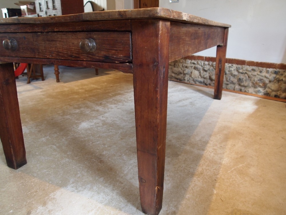 Table refectory dining kitchen Victorian Pine seats 8 c1870 View VI