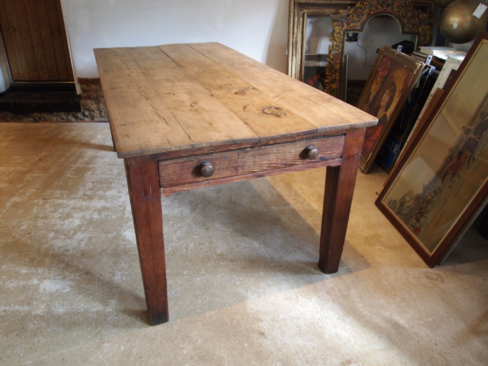 Table refectory dining kitchen Victorian Pine seats 8 c1870 View VIII