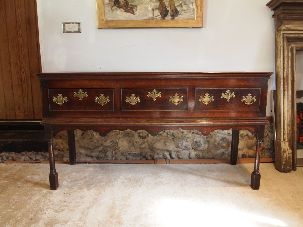 Dresser sideboard stunning George II Oak original brasses c1750