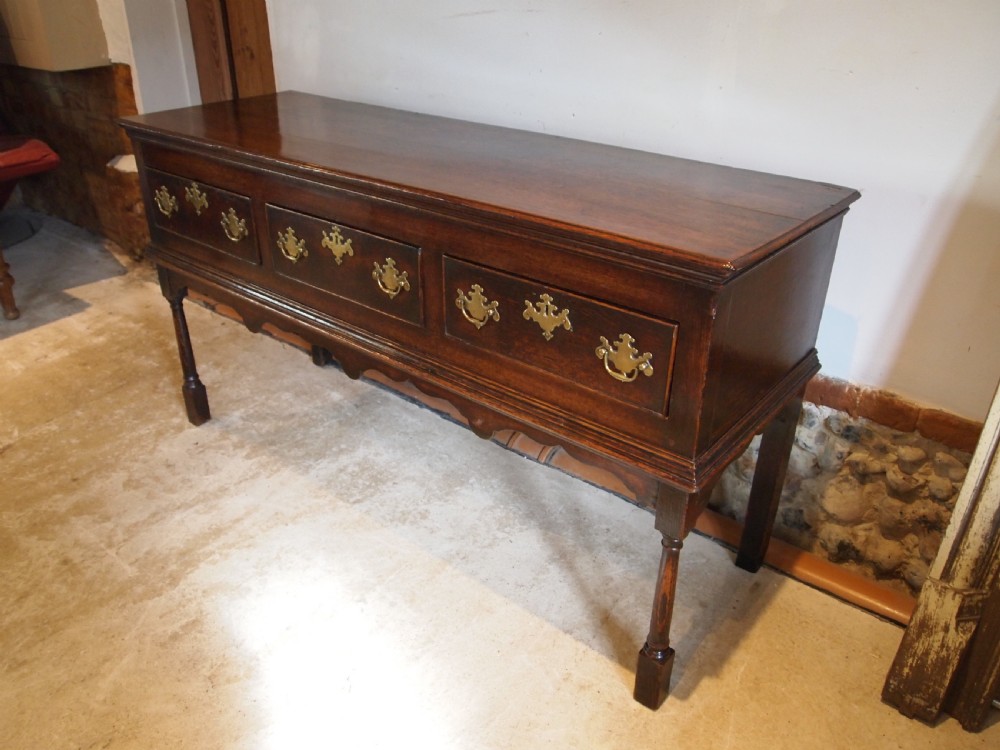 Dresser sideboard stunning George II Oak original brasses c1750 View VIII