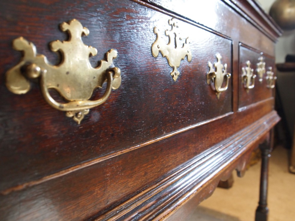 Dresser sideboard stunning George II Oak original brasses c1750 View IX