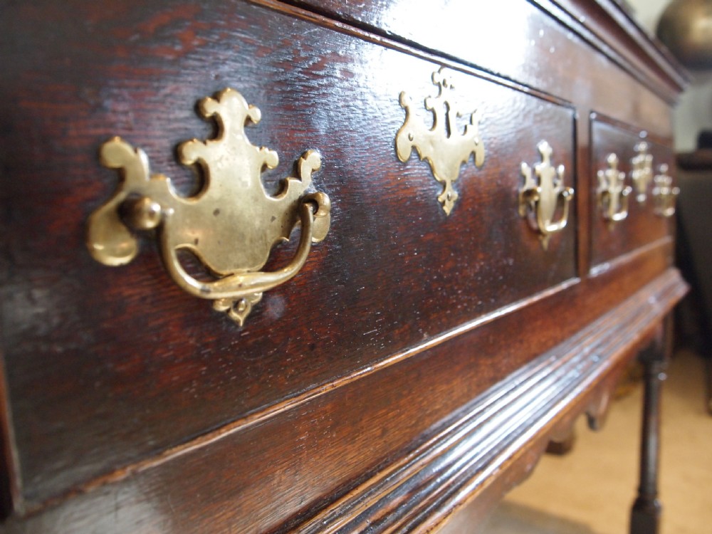 Dresser sideboard stunning George II Oak original brasses c1750 View XVI