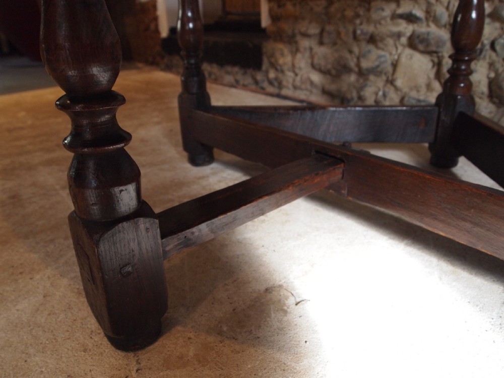 Table rare Welsh Oak 17th century drop leaf c1680 View IV
