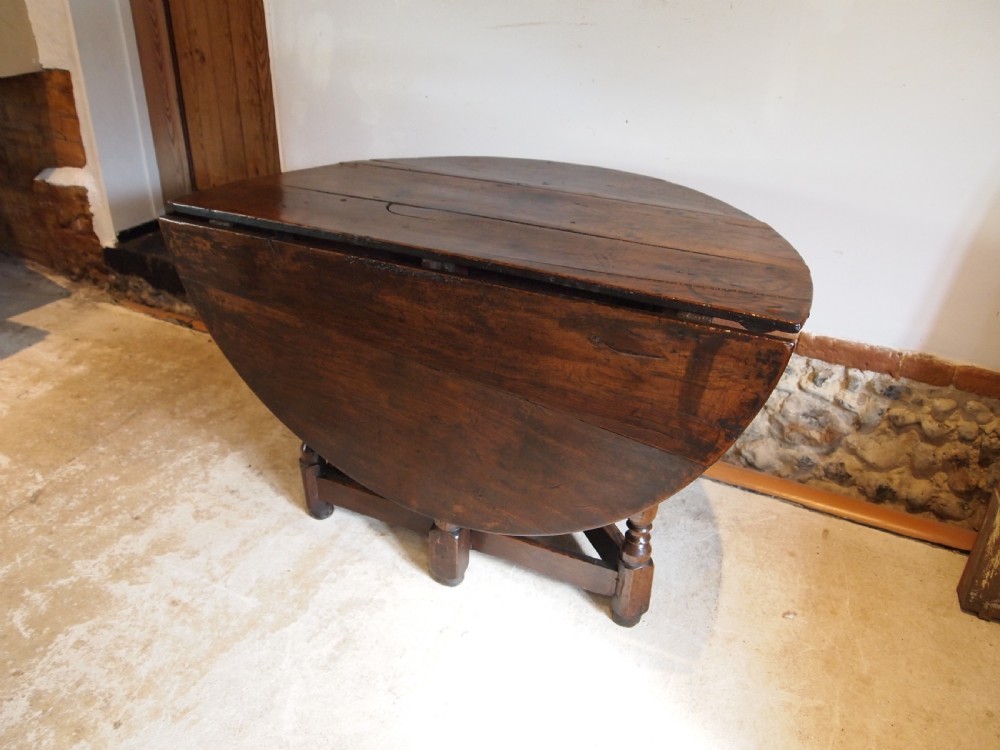Table rare Welsh Oak 17th century drop leaf c1680 View X