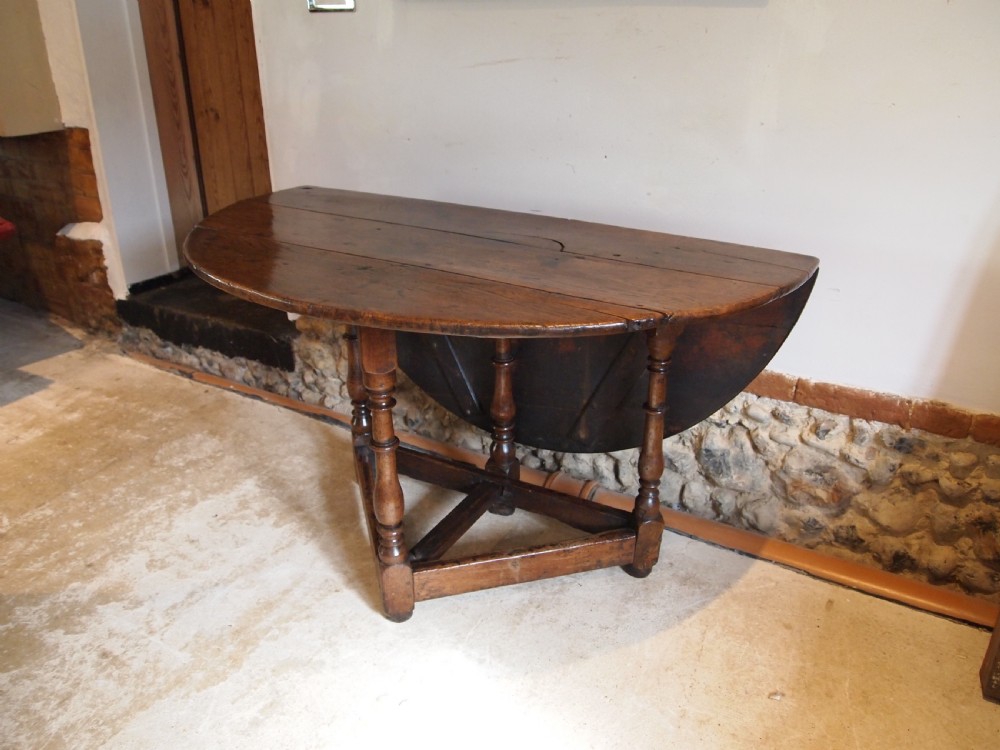 Table rare Welsh Oak 17th century drop leaf c1680 View XII