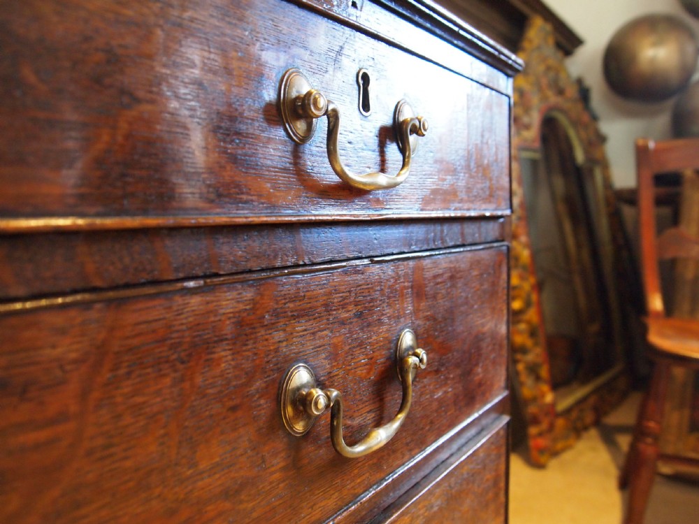 Chest of Drawers rare small George III Oak original handles c1770 View XII