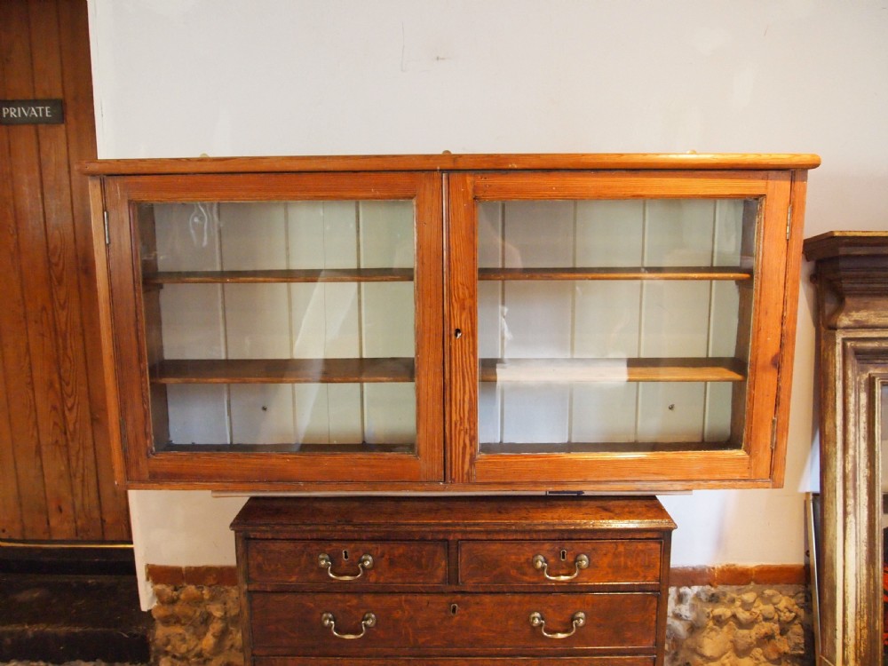 Cupboard cabinet Victorian Pitch Pine country house wall c1860 View IV