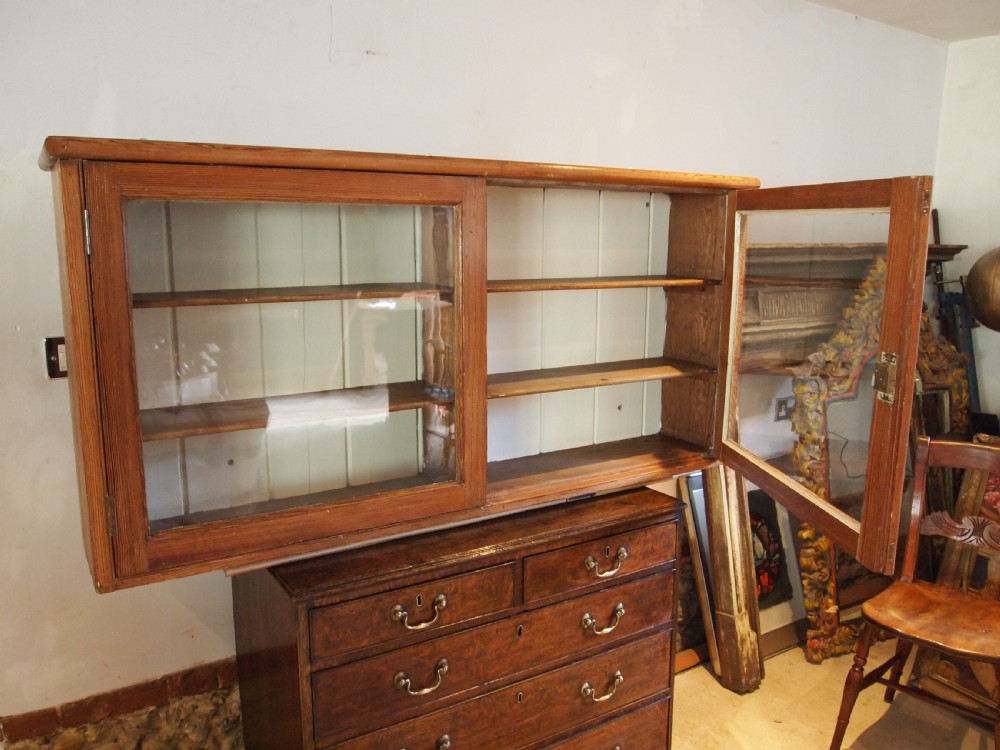 Cupboard cabinet Victorian Pitch Pine country house wall c1860 View VII