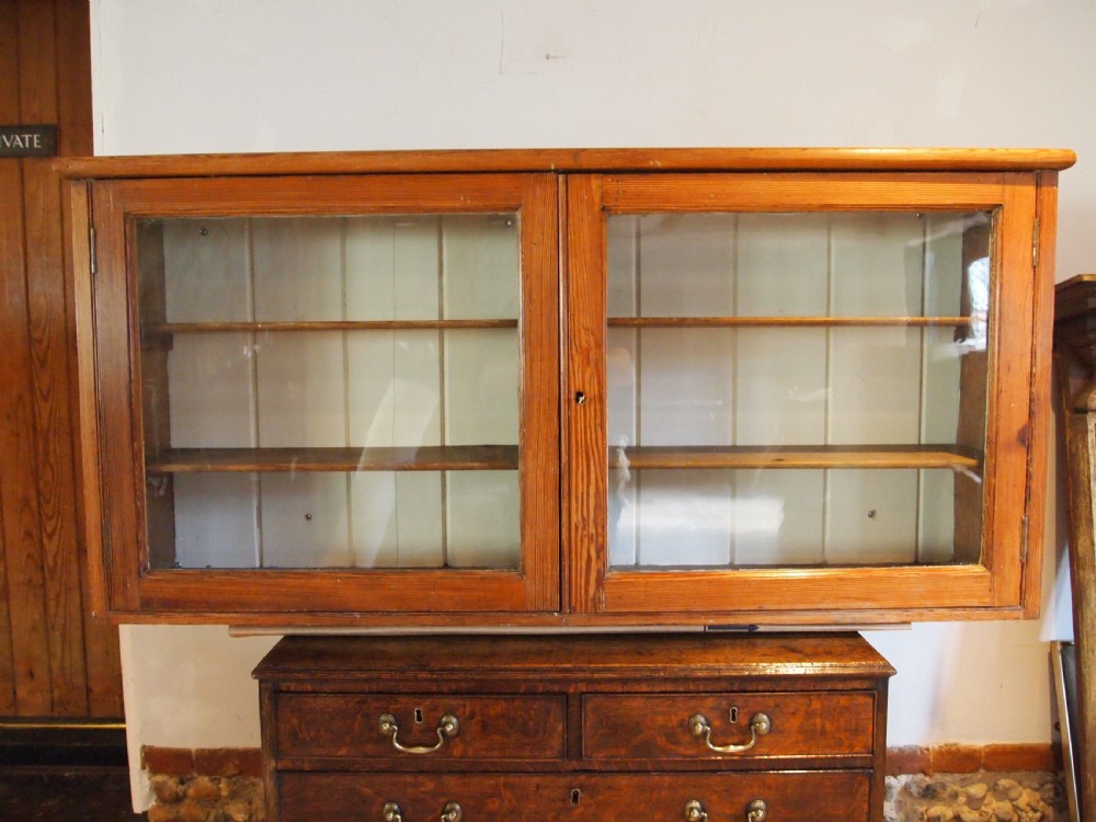 Cupboard cabinet Victorian Pitch Pine country house wall c1860 View IX