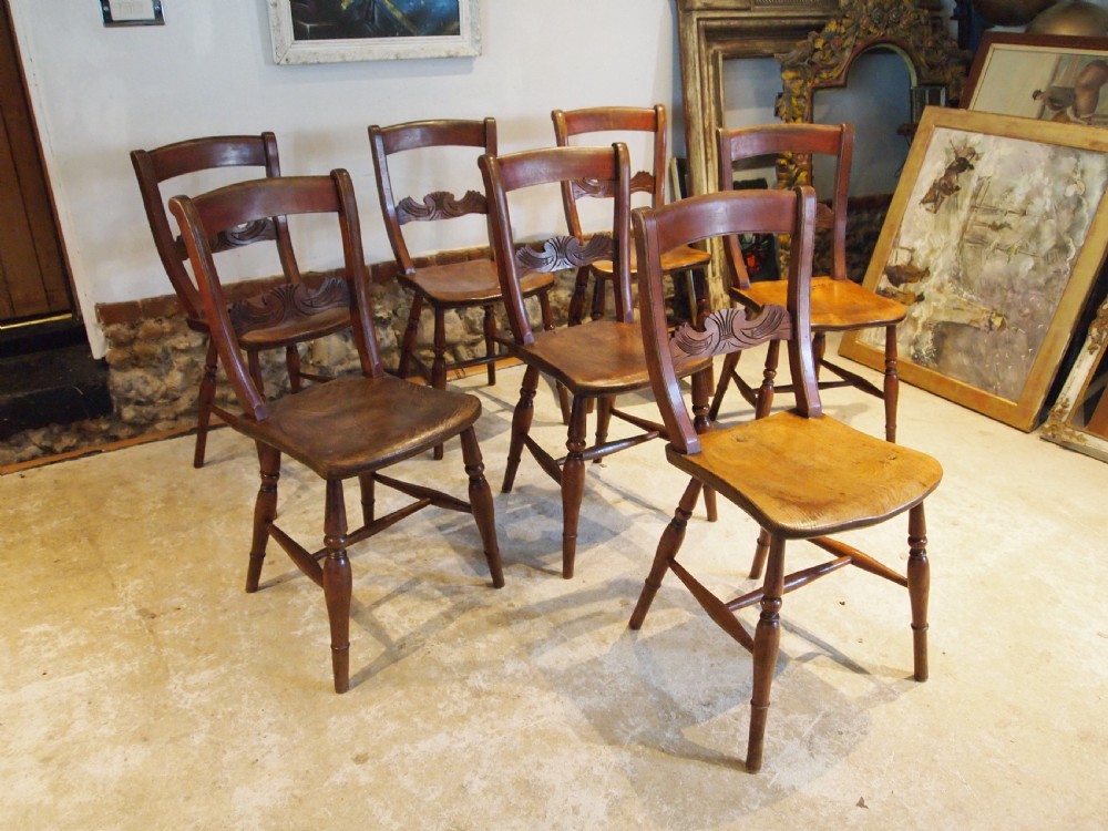 Chairs wonderful set of 7 Victorian Windsor kitchen dining c1870