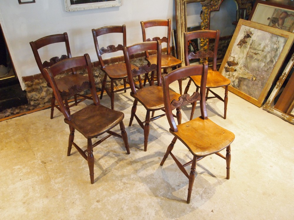 Chairs wonderful set of 7 Victorian Windsor kitchen dining c1870 View VII