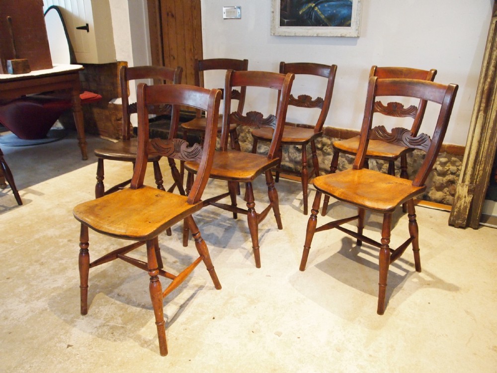 Chairs wonderful set of 7 Victorian Windsor kitchen dining c1870 View VIII