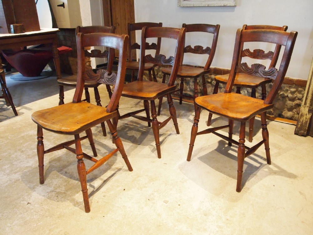 Chairs wonderful set of 7 Victorian Windsor kitchen dining c1870 View XII