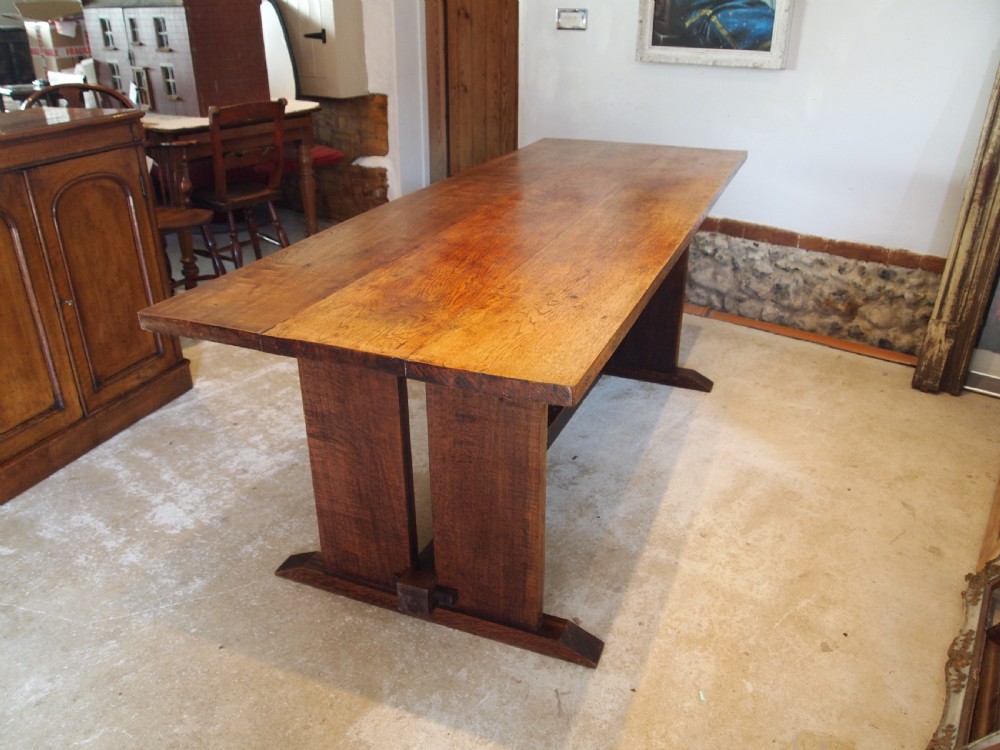 Table Arts and Crafts Oak refectory dining kitchen c1920