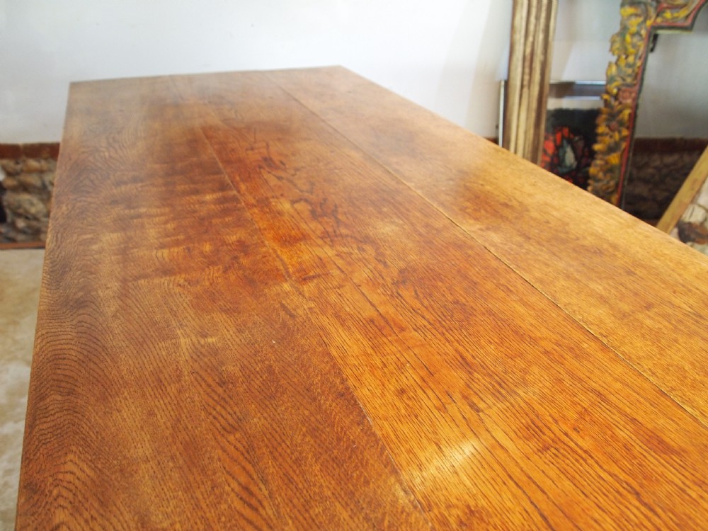 Table Arts and Crafts Oak refectory dining kitchen c1920 View VI