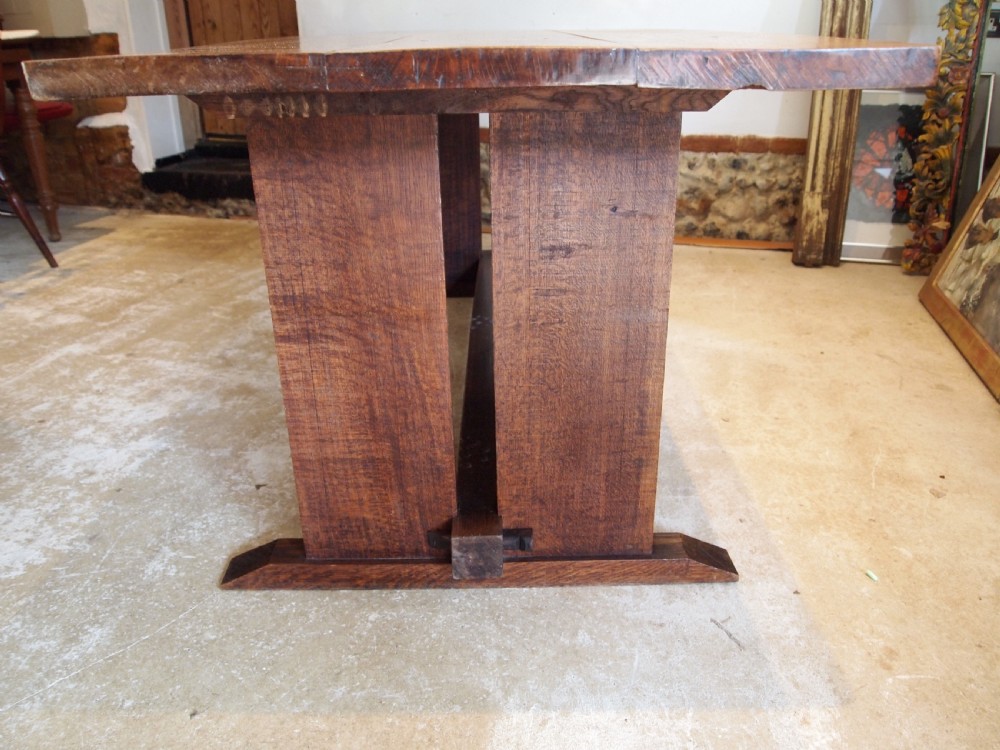 Table Arts and Crafts Oak refectory dining kitchen c1920 View VII